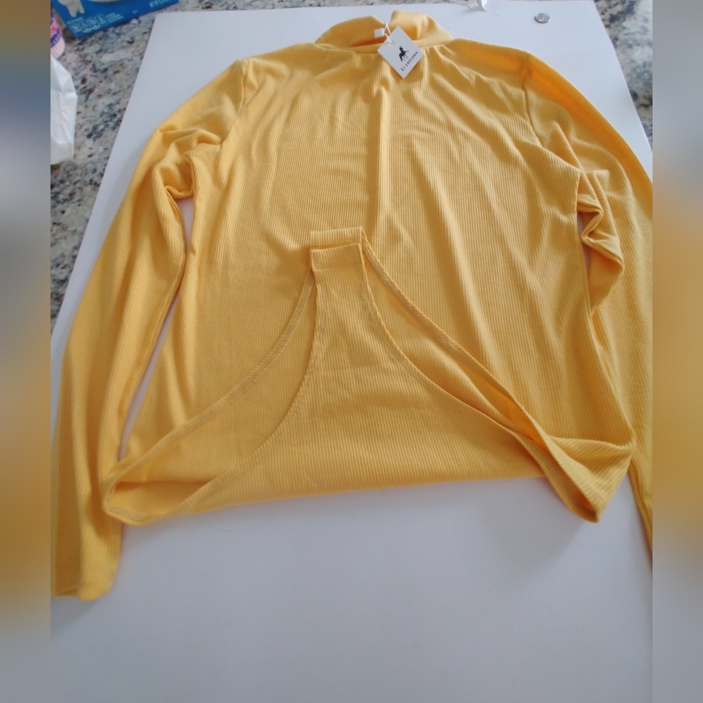 Li Unicorn Yellow Ribbed Bodysuit Small - Picture 2 of 6